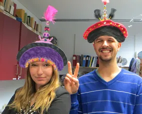 interns wearing fashionable court hats
