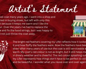 Screenshot of an artist's statement describing the meaning of the artist's piece and the questions they hope it invokes