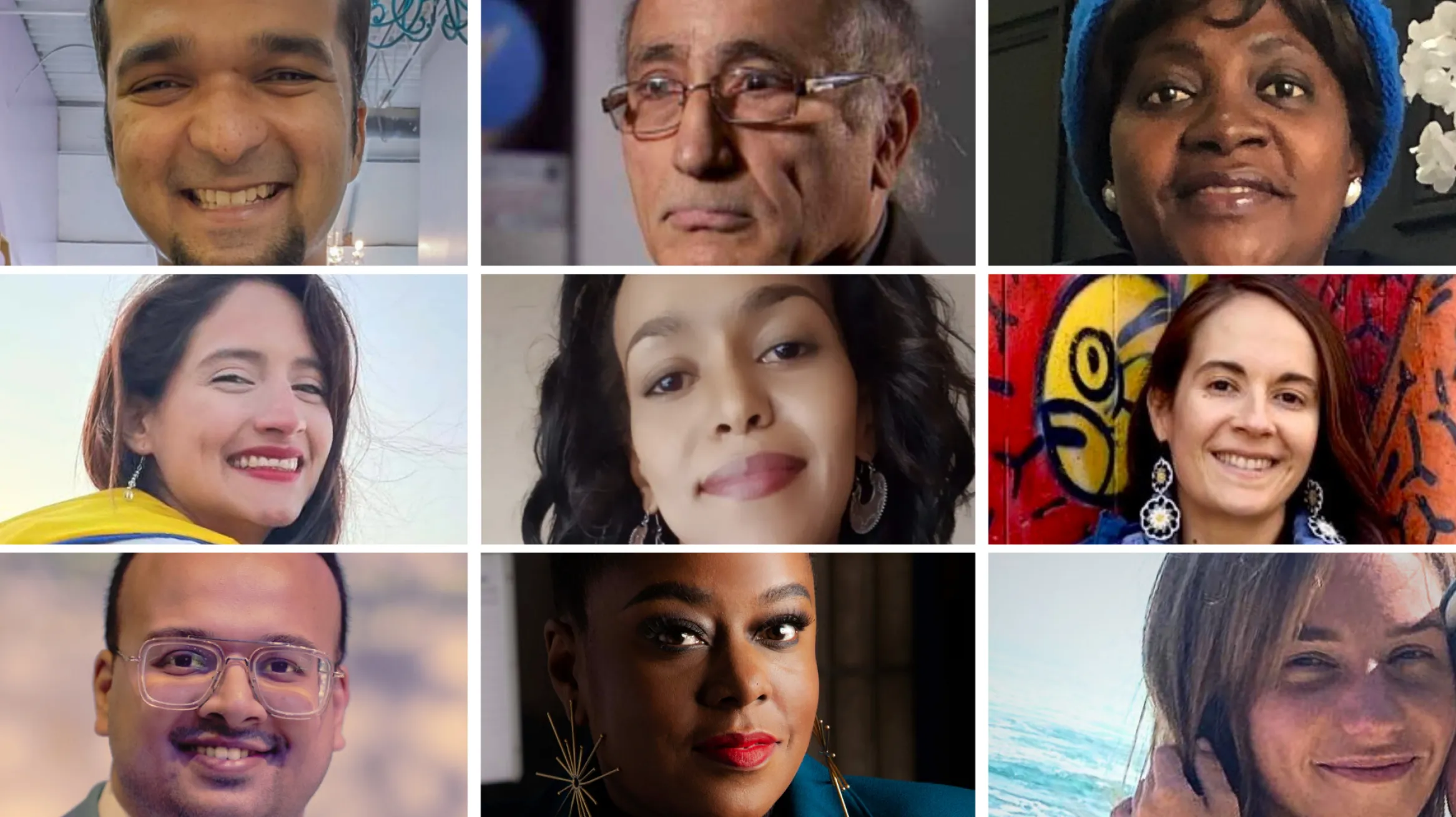 Headshots of the speakers at the Living Library: Newcomers' Stories of Belonging event