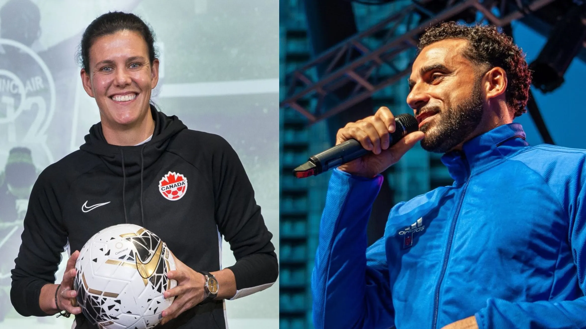 Christine Sinclair and Dwayne De Rosio, Photo Credit: Envision Sports and Entertainment